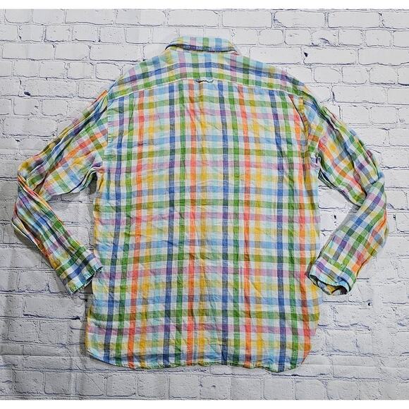 GANT Long Island Linen Regular Fit Button Shirt Preppy Rainbow Plaid MENS SZ XL - Picture 7 of 9